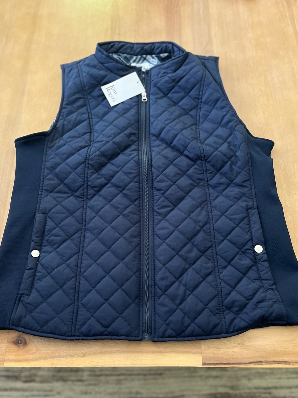 Kim Rogers quilted outerwear vest Navy NWT Large